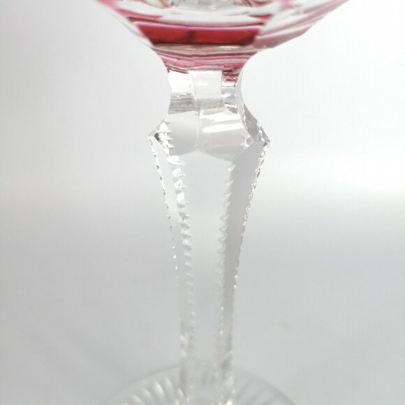 VTG Nachtmann Pink Tall Hock Wine Glass Bavarian Crystal Hand Cut to Clear 8" - Picture 6 of 8